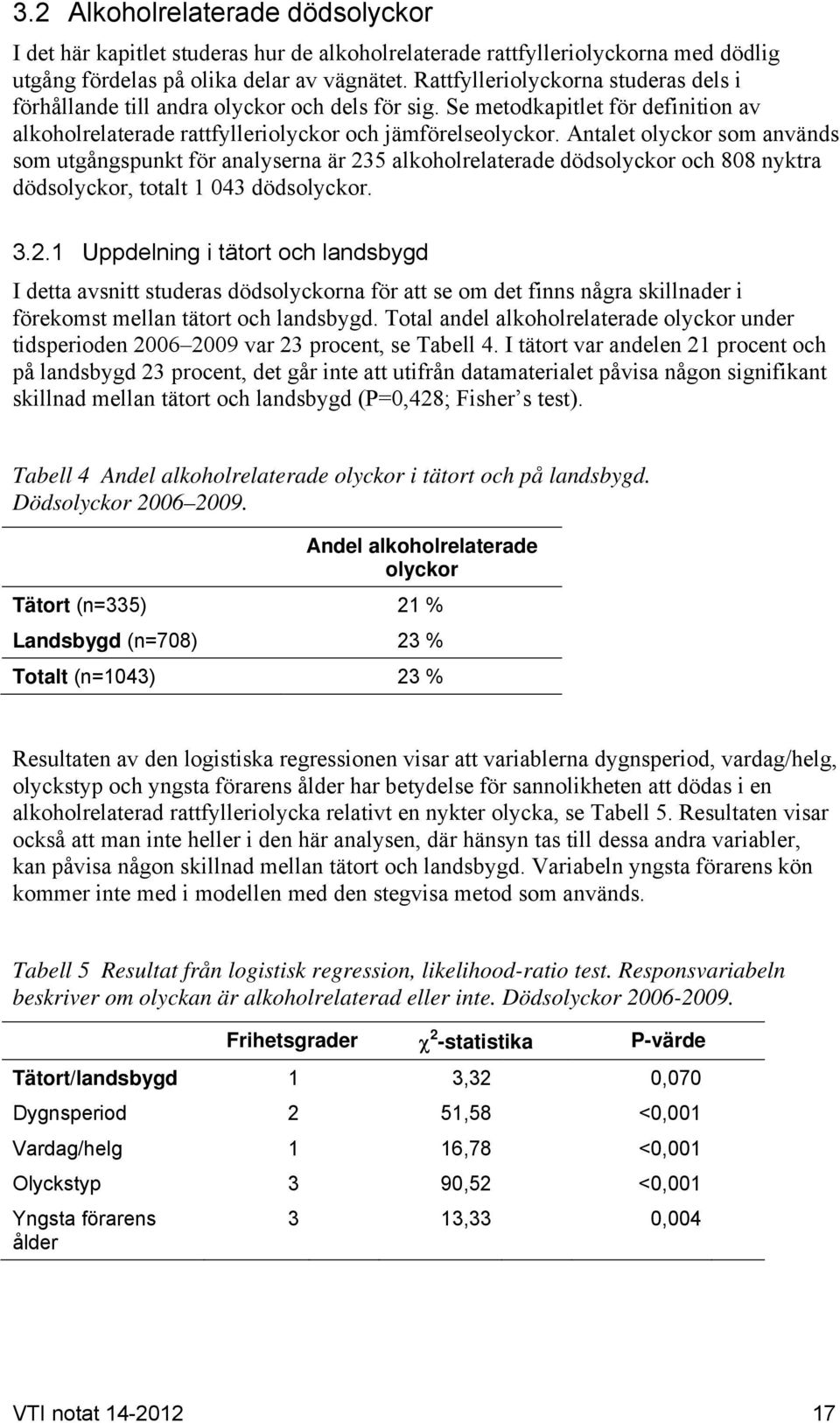 Antalet olyckor som används som utgångspunkt för analyserna är 23