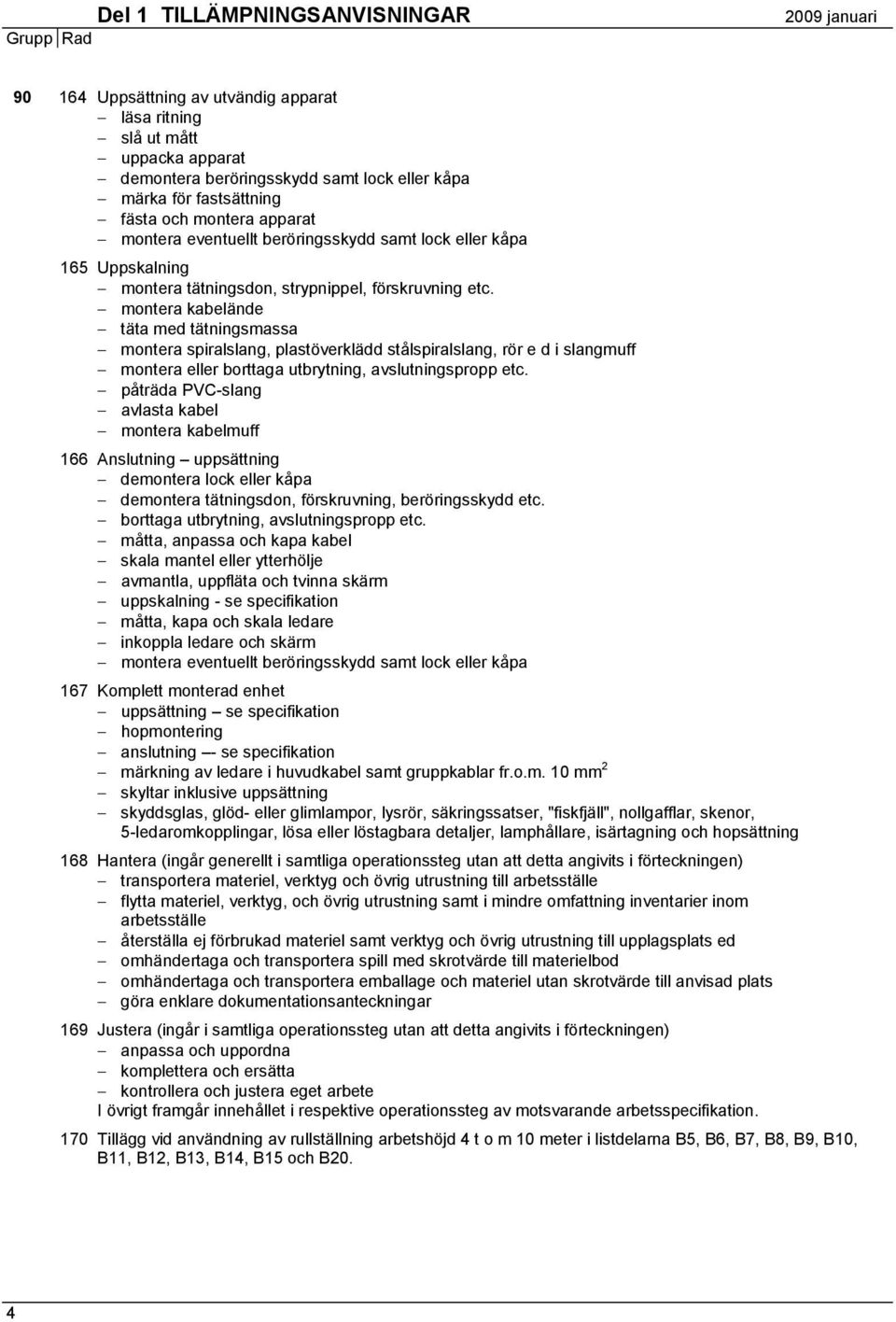 montera kabelände täta med tätningsmassa montera spiralslang, plastöverklädd stålspiralslang, rör e d i slangmuff montera eller borttaga utbrytning, avslutningspropp etc.