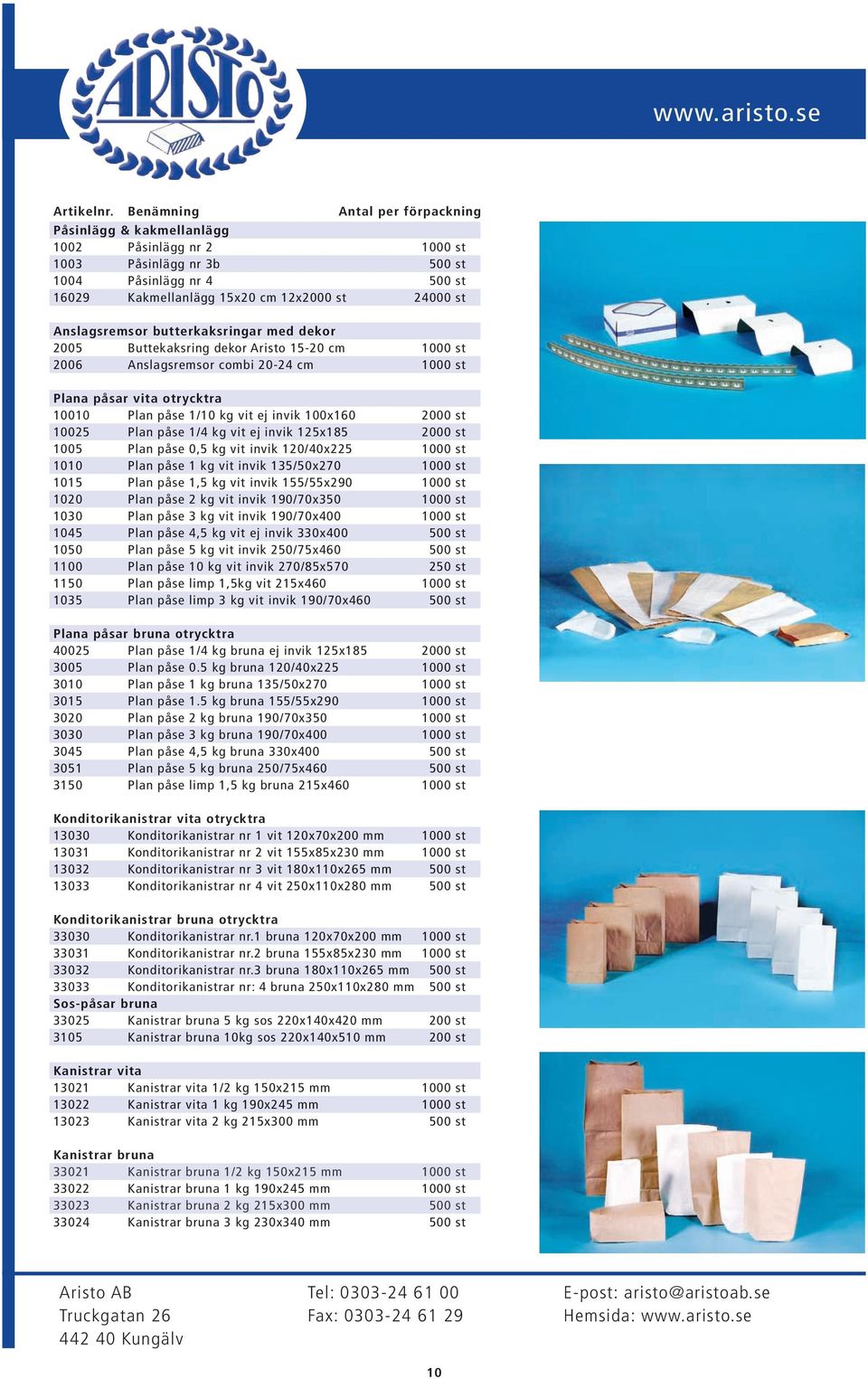 ej invik 125x185 2000 st 1005 Plan påse 0,5 kg vit invik 120/40x225 1000 st 1010 Plan påse 1 kg vit invik 135/50x270 1000 st 1015 Plan påse 1,5 kg vit invik 155/55x290 1000 st 1020 Plan påse 2 kg vit