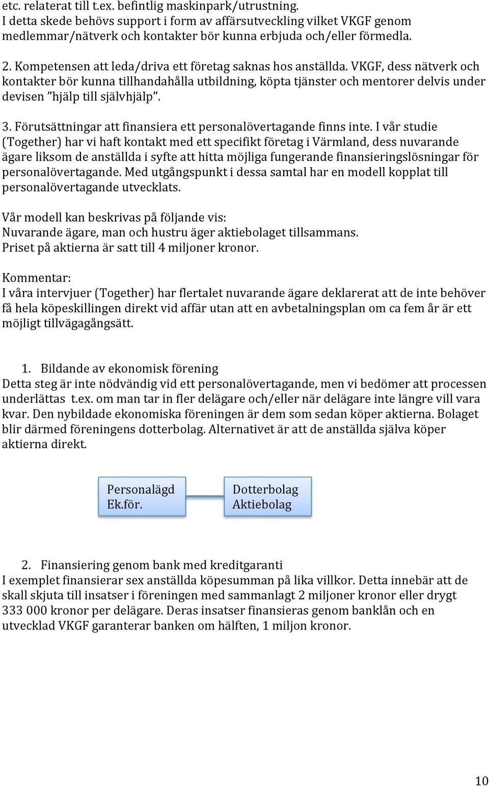 Kompetensen att leda/driva ett företag saknas hos anställda.