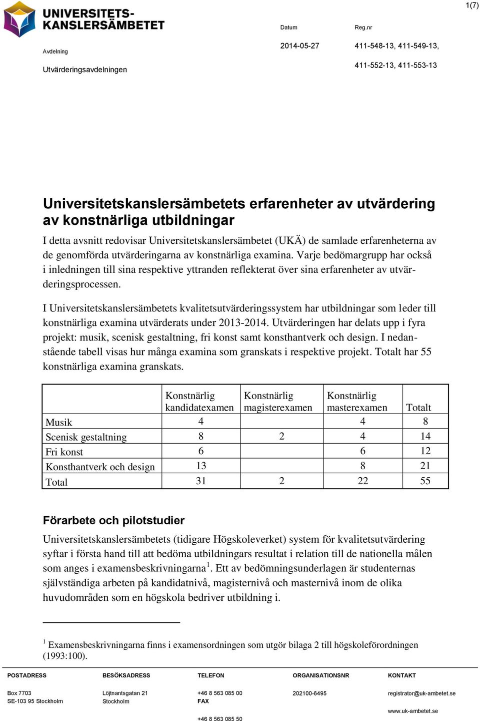 Varje bedömargrupp har också i inledningen till sina respektive yttranden reflekterat över sina erfarenheter av utvärderingsprocessen.