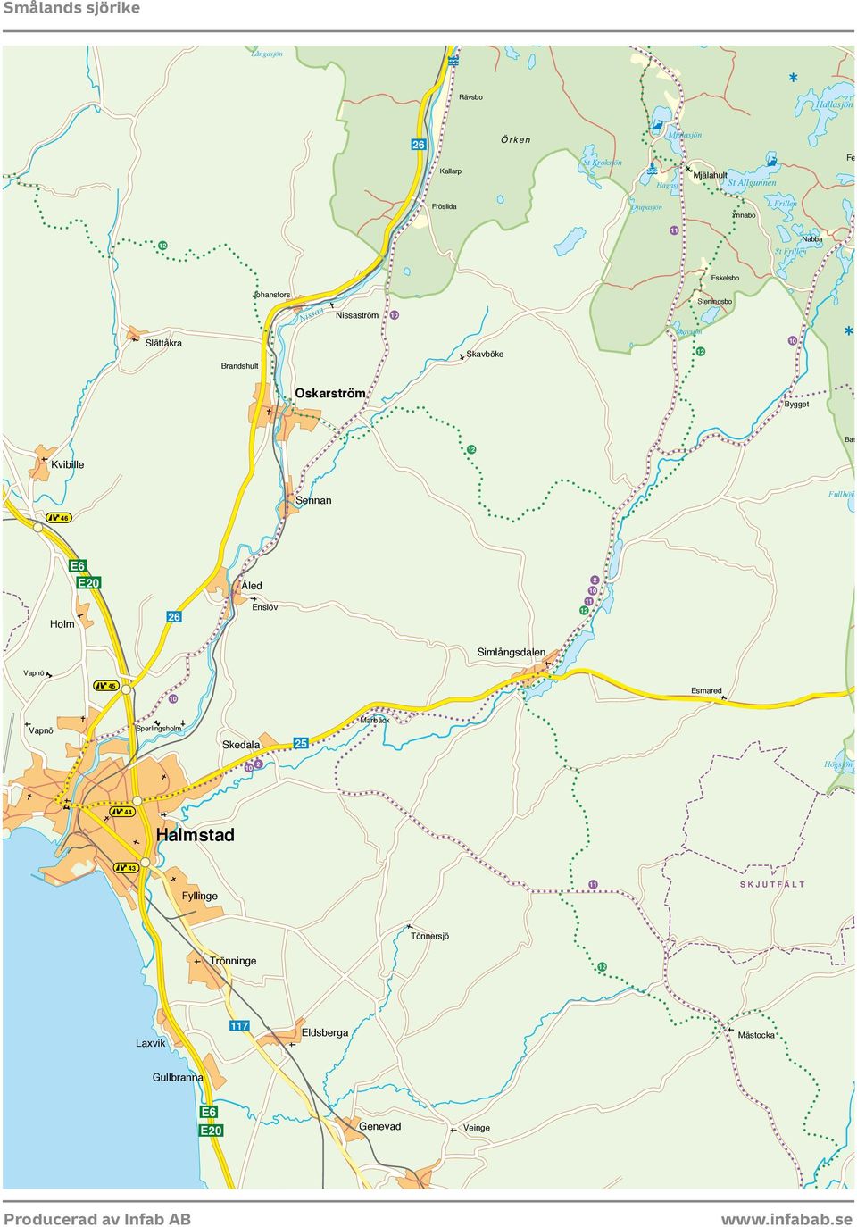 Bygget Kvibille Bassarås Sennan Fullhövden 46 Holm E6 E0 6 Åled Enslöv 0 Simlångsdalen Vapnö 45 0 Esmared Vapnö Sperlingsholm Skedala 5