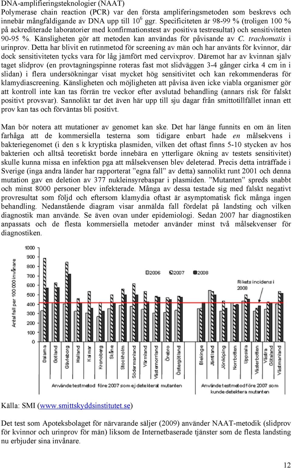 Känsligheten gör att metoden kan användas för påvisande av C. trachomatis i urinprov.