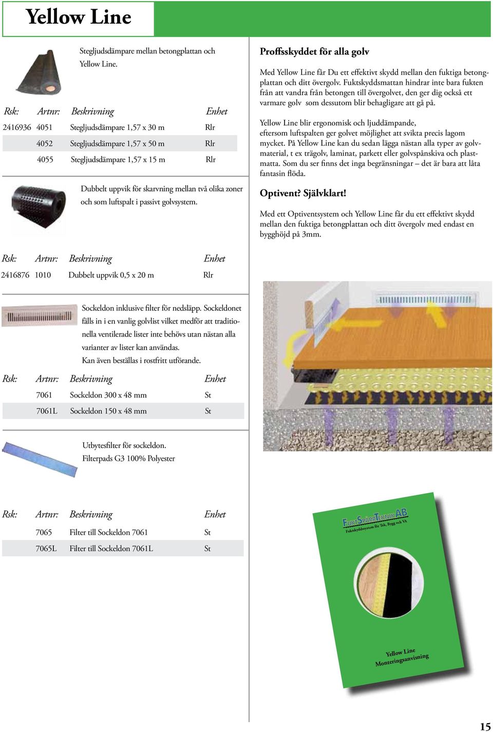 passivt golvsystem. Proffsskyddet för alla golv Med Yellow Line får Du ett effektivt skydd mellan den fuktiga betongplattan och ditt övergolv.