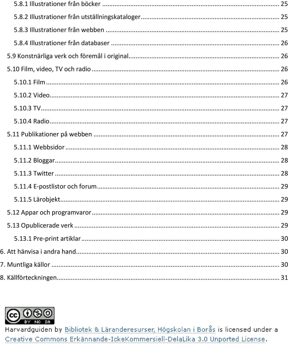 .. 27 5.11.1 Webbsidor... 28 5.11.2 Bloggar... 28 5.11.3 Twitter... 28 5.11.4 E-postlistor och forum... 29 5.11.5 Lärobjekt... 29 5.12 Appar och programvaror... 29 5.13 Opublicerade verk.