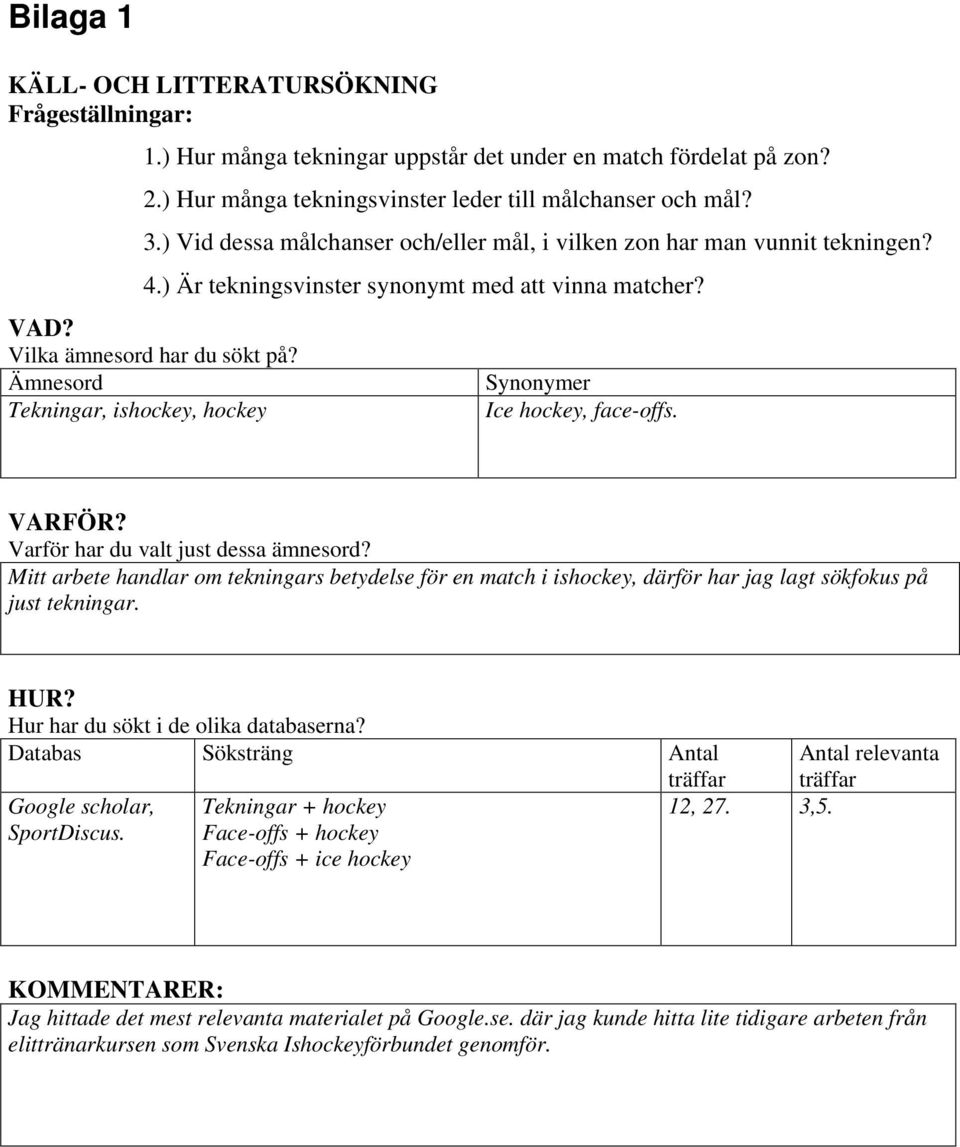 Ämnesord Tekningar, ishockey, hockey Synonymer Ice hockey, face-offs. VARFÖR? Varför har du valt just dessa ämnesord?