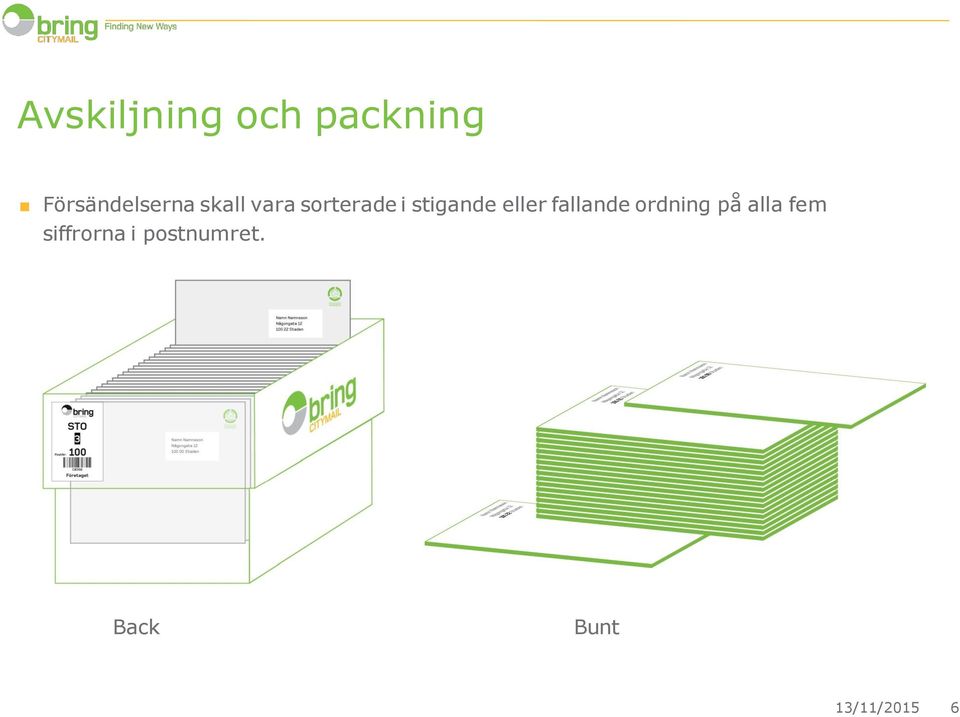 stigande eller fallande ordning på