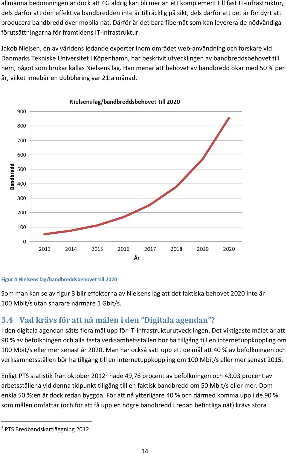 Jakob Nielsen, en av världens ledande experter inom området web-användning och forskare vid Danmarks Tekniske Universitet i Köpenhamn, har beskrivit utvecklingen av bandbreddsbehovet till hem, något