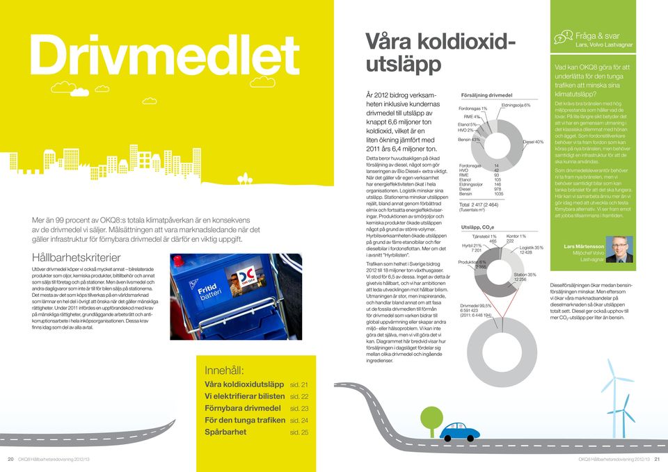 Hållbarhetskriterier Utöver drivmedel köper vi också mycket annat bilrelaterade produkter som oljor, kemiska produkter, biltillbehör och annat som säljs till företag och på stationer.