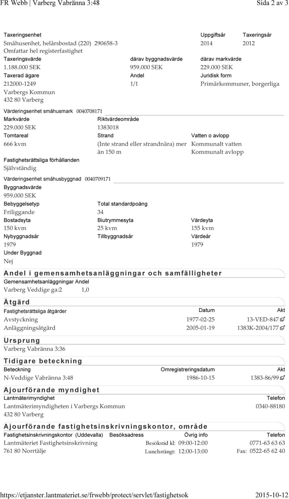 därav byggnadsvärde därav markvärde 1.188.000 SEK 959.000 SEK 229.