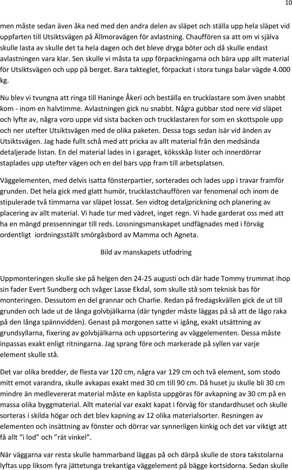 Sen skulle vi måsta ta upp förpackningarna och bära upp allt material för Utsiktsvägen och upp på berget. Bara takteglet, förpackat i stora tunga balar vägde 4.000 kg.