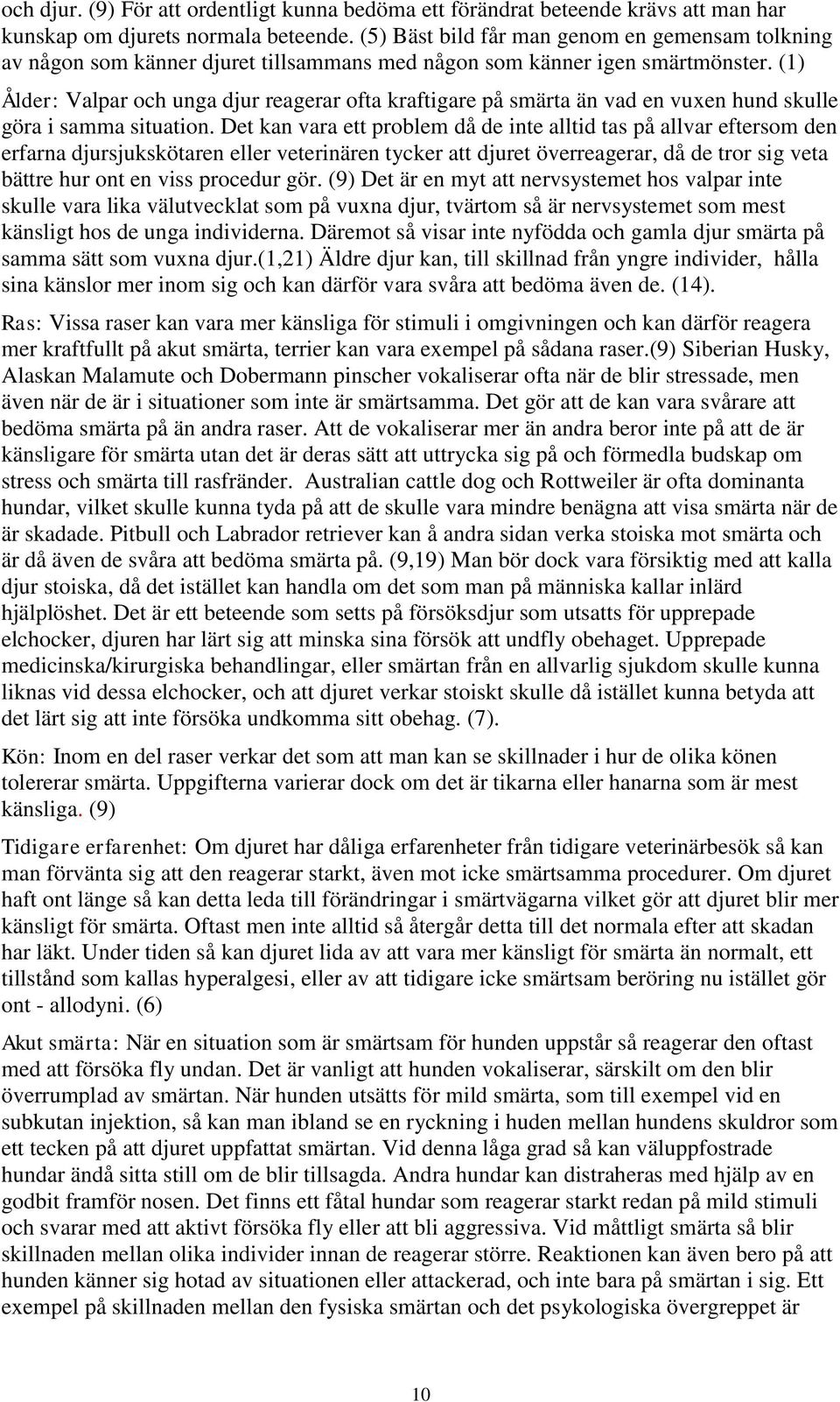 (1) Ålder: Valpar och unga djur reagerar ofta kraftigare på smärta än vad en vuxen hund skulle göra i samma situation.