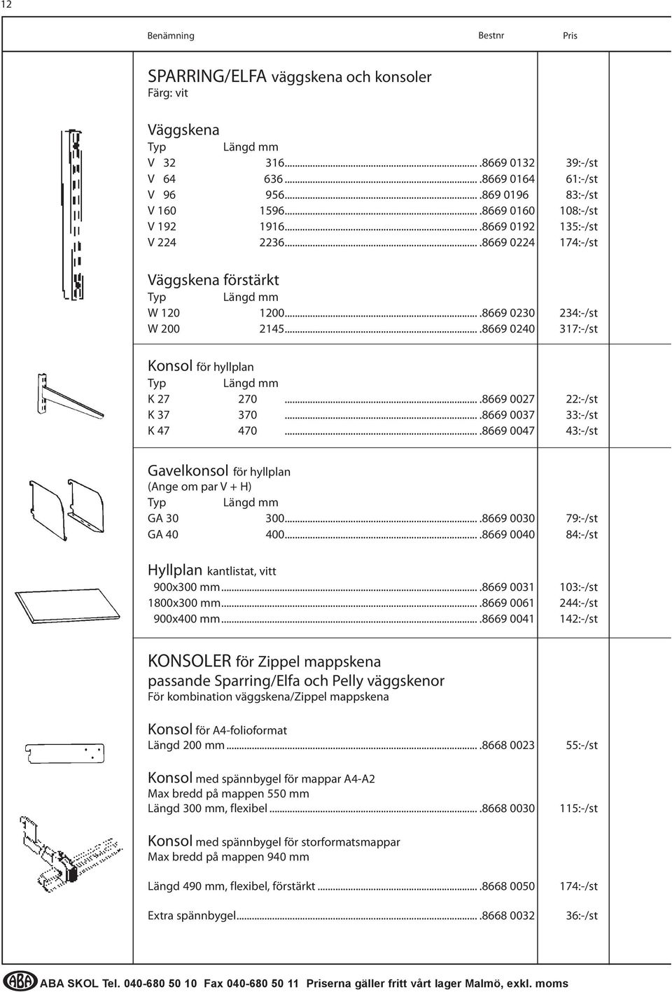 ...8669 0240 317:-/st Konsol för hyllplan Typ Längd mm K 27 270....8669 0027 22:-/st K 37 370....8669 0037 33:-/st K 47 470.