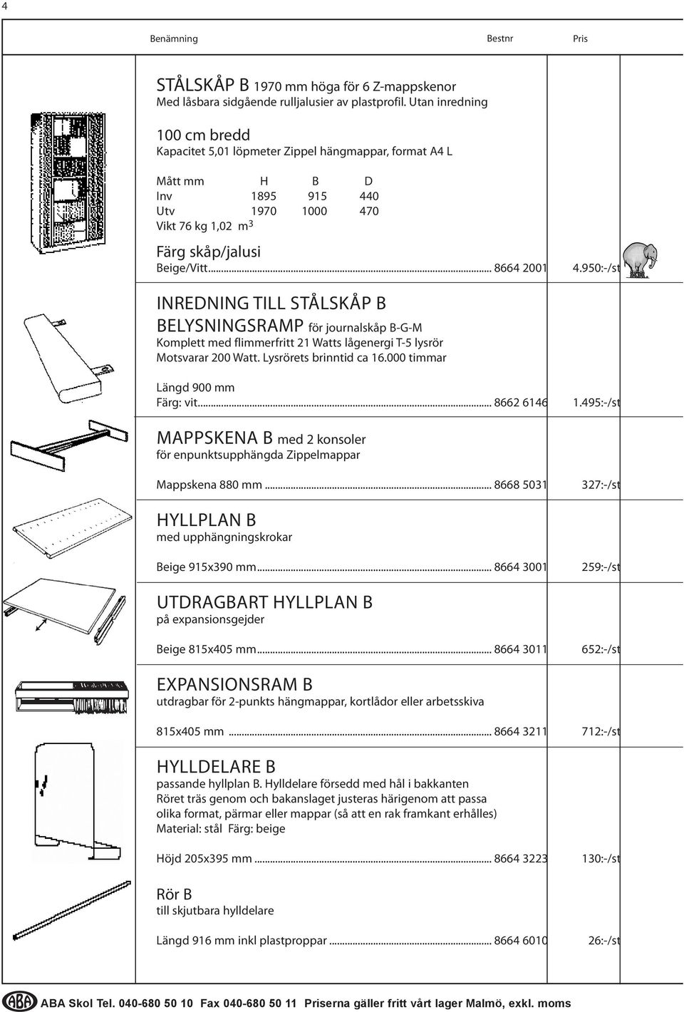 950:-/st Inredning till stålskåp b Belysningsramp för journalskåp B-G-M Komplett med flimmerfritt 21 Watts lågenergi T-5 lysrör Motsvarar 200 Watt. Lysrörets brinntid ca 16.