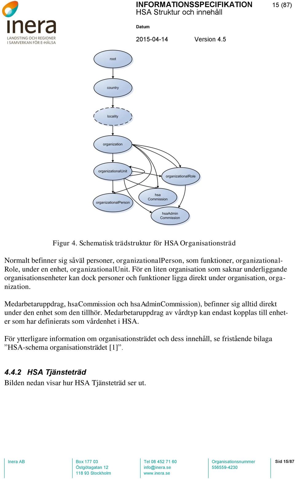 För en liten organisation som saknar underliggande organisationsenheter kan dock personer och funktioner ligga direkt under organisation, organization.