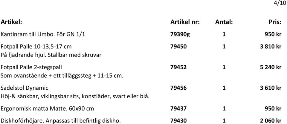 Ställbar med skruvar Fotpall Palle 2-stegspall 79452 1 5 240 kr Som ovanstående + ett tilläggssteg + 11-15 cm.