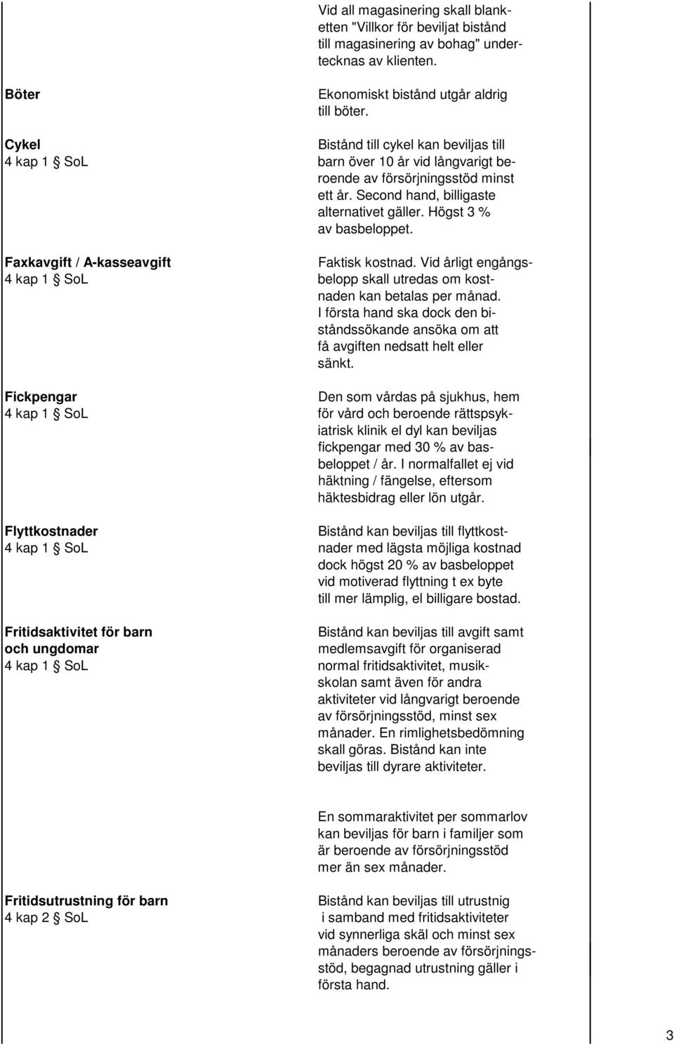 Faxkavgift / A-kasseavgift Faktisk kostnad. Vid årligt engångs- 4 kap 1 SoL belopp skall utredas om kostnaden kan betalas per månad.