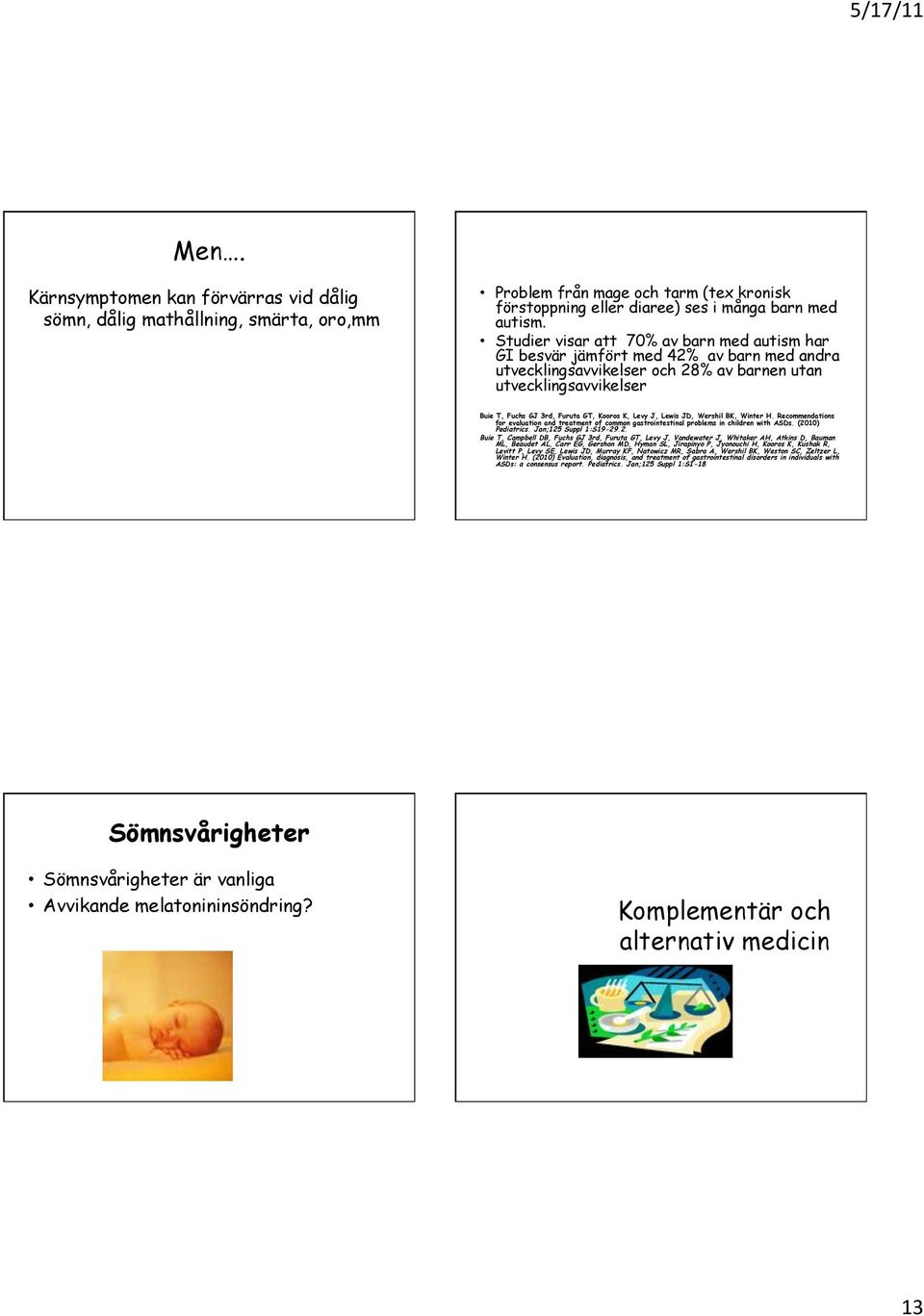 Levy J, Lewis JD, Wershil BK, Winter H. Recommendations for evaluation and treatment of common gastrointestinal problems in children with ASDs. (20