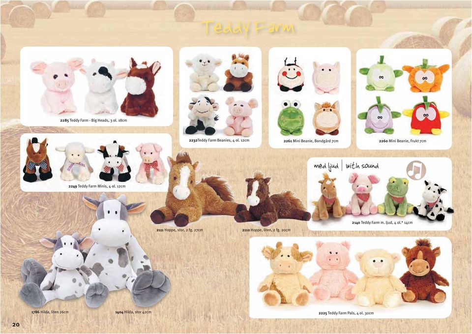 Teddy Farm Minis, 4 ol. 12cm 2111 Hoppe, stor, 2 fg. 27cm 2110 Hoppe, liten, 2 fg.
