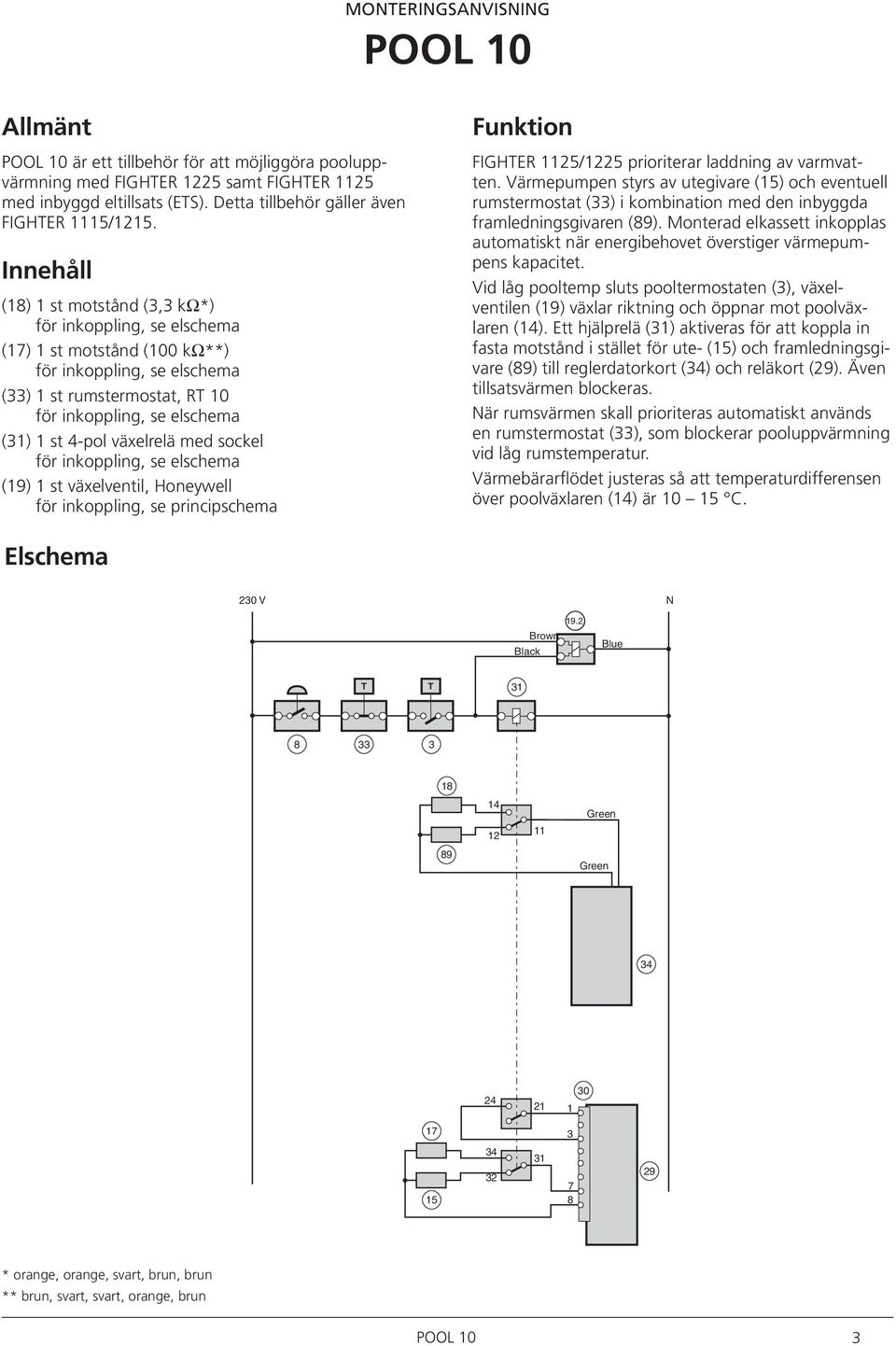 växelrelä med sockel för inkoppling, se elschema (19) 1 st växelventil, Honeywell för inkoppling, se principschema Funktion FIGHTER 1125/1225 prioriterar laddning av varmvatten.