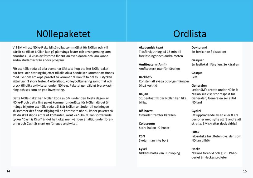 För att hålla reda på alla event har SM satt ihop ett litet N0lle-paket där fest- och sittningsbiljetter till alla olika händelser kommer att finnas med.