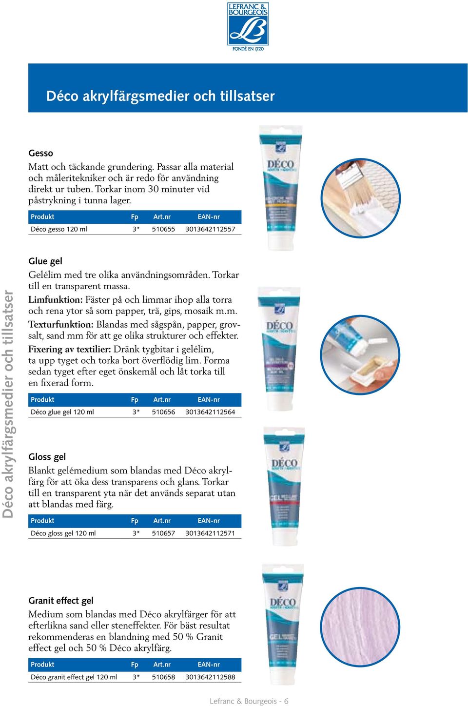 Torkar till en transparent massa. Limfunktion: Fäster på och limmar ihop alla torra och rena ytor så som papper, trä, gips, mosaik m.m. Texturfunktion: Blandas med sågspån, papper, grovsalt, sand mm för att ge olika strukturer och effekter.