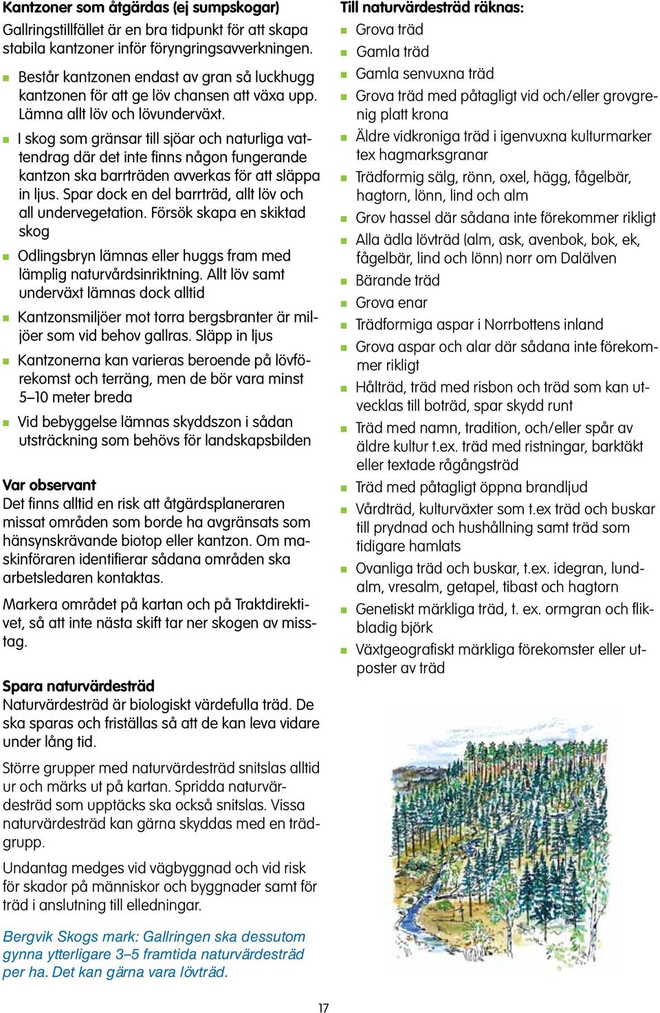 I skog som gräsar till sjöar och aturliga vattedrag där det ite fis ågo fugerade katzo ska barrträde avverkas för att släppa i ljus. Spar dock e del barrträd, allt löv och all udervegetatio.