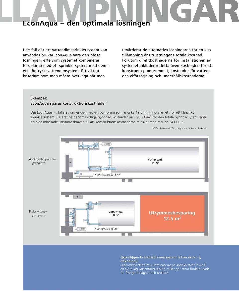 Förutom direktkostnaderna för installationen av systemet inkluderar detta även kostnaden för att konstruera pumprummet, kostnader för vattenoch elförsörjning och underhållskostnaderna.