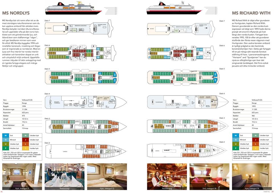 MS Nordlys byggdes 1994 och innehåller konstverk, inredning och färger som är inspirerade av norrskenet.