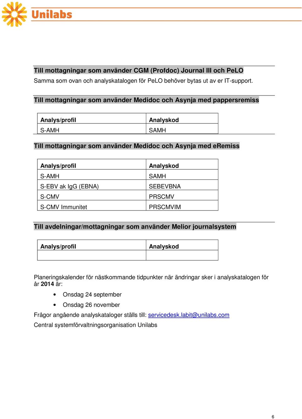 ak IgG (EBNA) S-CMV S-CMV Immunitet Analyskod SAMH SEBEVBNA PRSCMV PRSCMVIM Till avdelningar/mottagningar som använder Melior journalsystem Analys/profil Analyskod Planeringskalender för