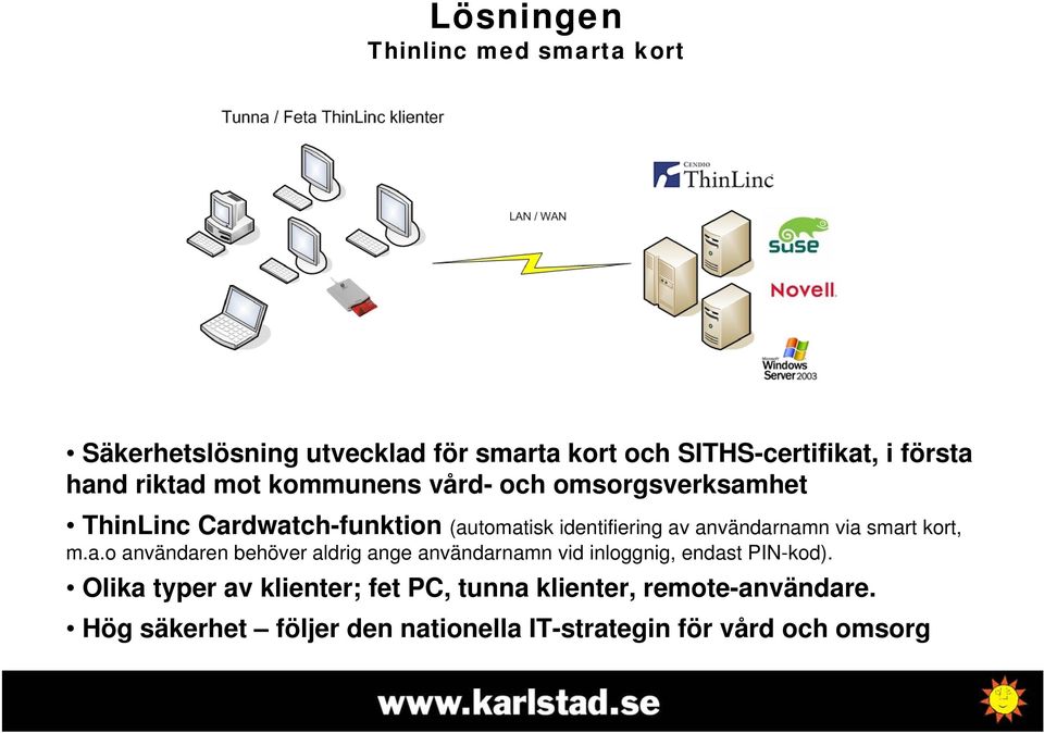 användarnamn via smart kort, m.a.o användaren behöver aldrig ange användarnamn vid inloggnig, endast PIN-kod).