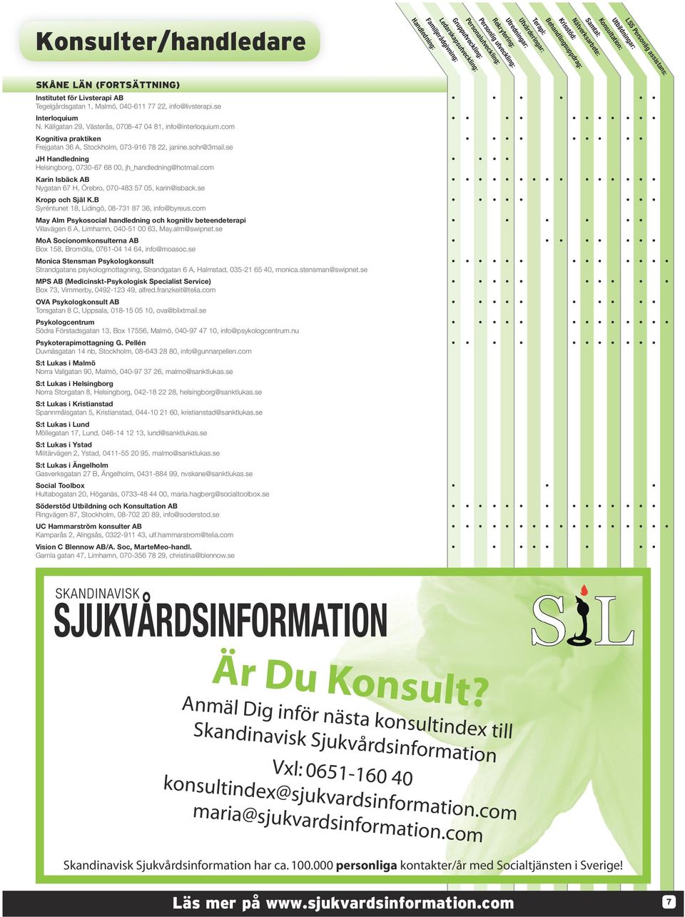 se MoA Socionomkonsulterna AB Box 158, Bromölla, 0761-04 14 64, info@moasoc.se Monica Stensman Psykologkonsult Strandgatans psykologmottagning, Strandgatan 6 A, Halmstad, 035-21 65 40, monica.