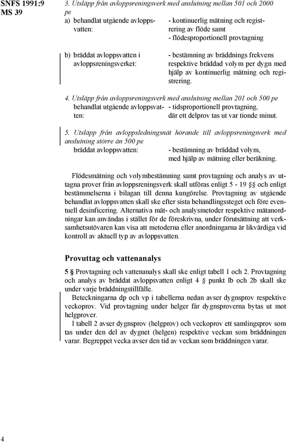 bräddat avloppsvatten i - bestämning av bräddnings frekvens avloppsreningsverket: respektive bräddad volym per dygn med hjälp av kontinuerlig mätning och registrering. 4.