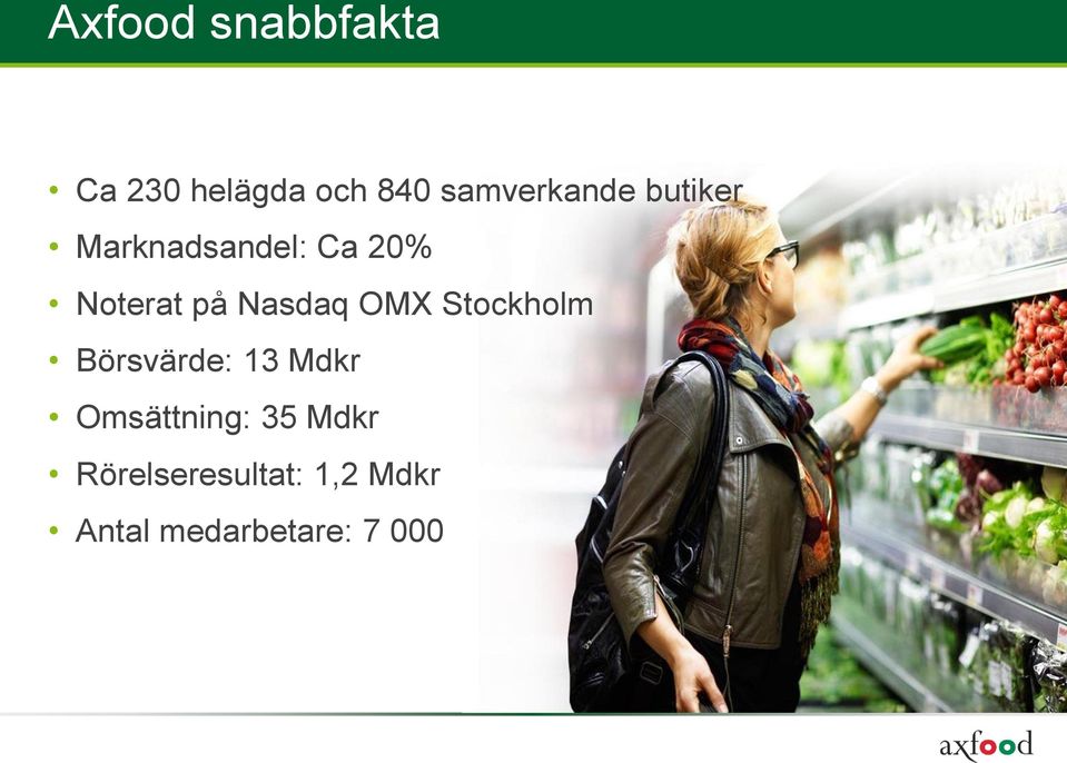 på Nasdaq OMX Stockholm Börsvärde: 13 Mdkr