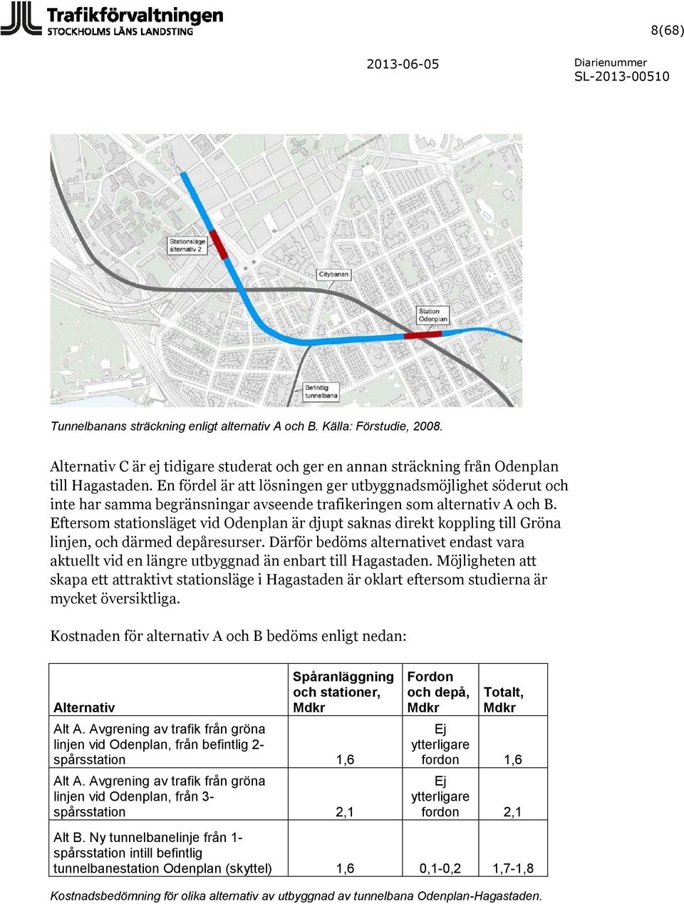 Eftersom stationsläget vid Odenplan är djupt saknas direkt koppling till Gröna linjen, och därmed depåresurser.