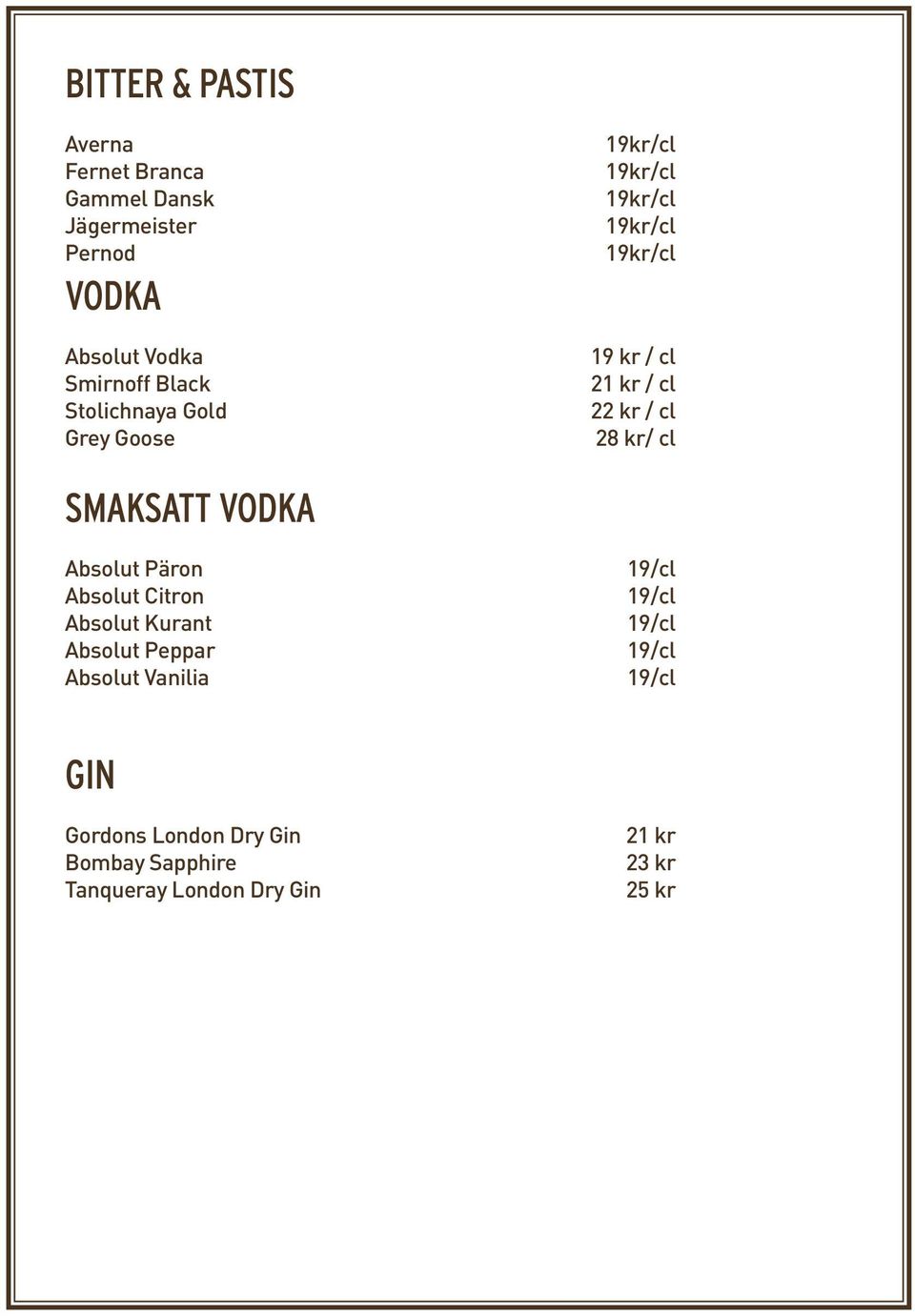 VODKA Absolut Päron Absolut Citron Absolut Kurant Absolut Peppar Absolut Vanilia 19/cl 19/cl