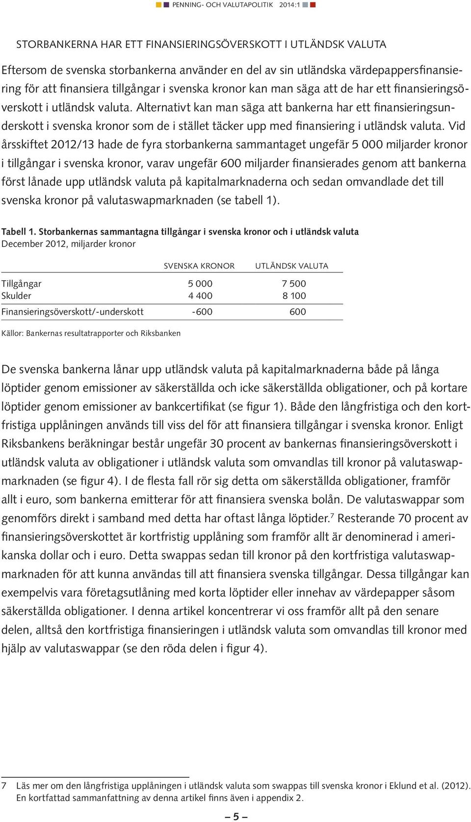 Alternativt kan man säga att bankerna har ett finansieringsunderskott i svenska kronor som de i stället täcker upp med finansiering i utländsk valuta.