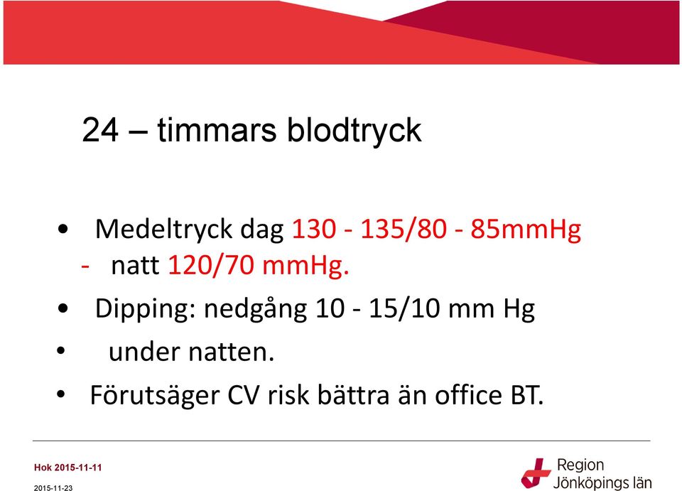 Dipping: nedgång 10-15/10 mm Hg under