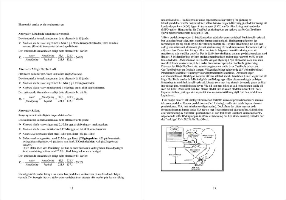 Den estimerade lönsamheten enligt detta alternativ bli därför: R T vinst kapital 35,4 22,3 26,8% 22,3 32, Alternativ 2. High FlexTech AB FlexTechs system FlexOTech kan tolkas en flödesgrupp.