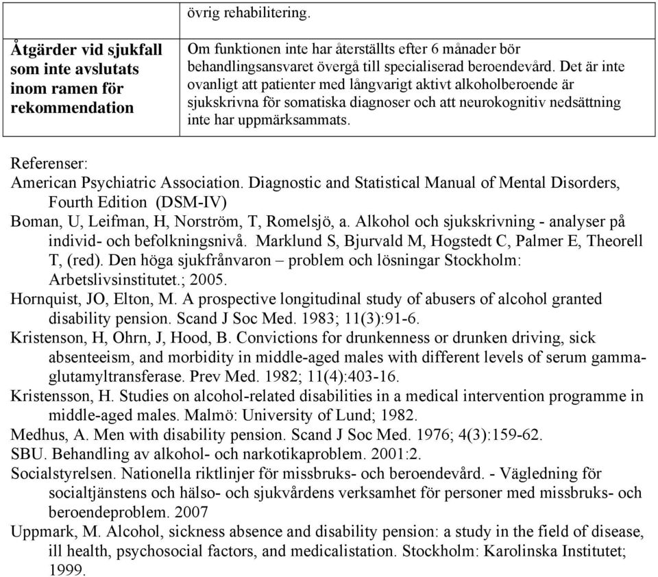 Det är inte ovanligt att patienter med långvarigt aktivt alkoholberoende är sjukskrivna för somatiska diagnoser och att neurokognitiv nedsättning inte har uppmärksammats.