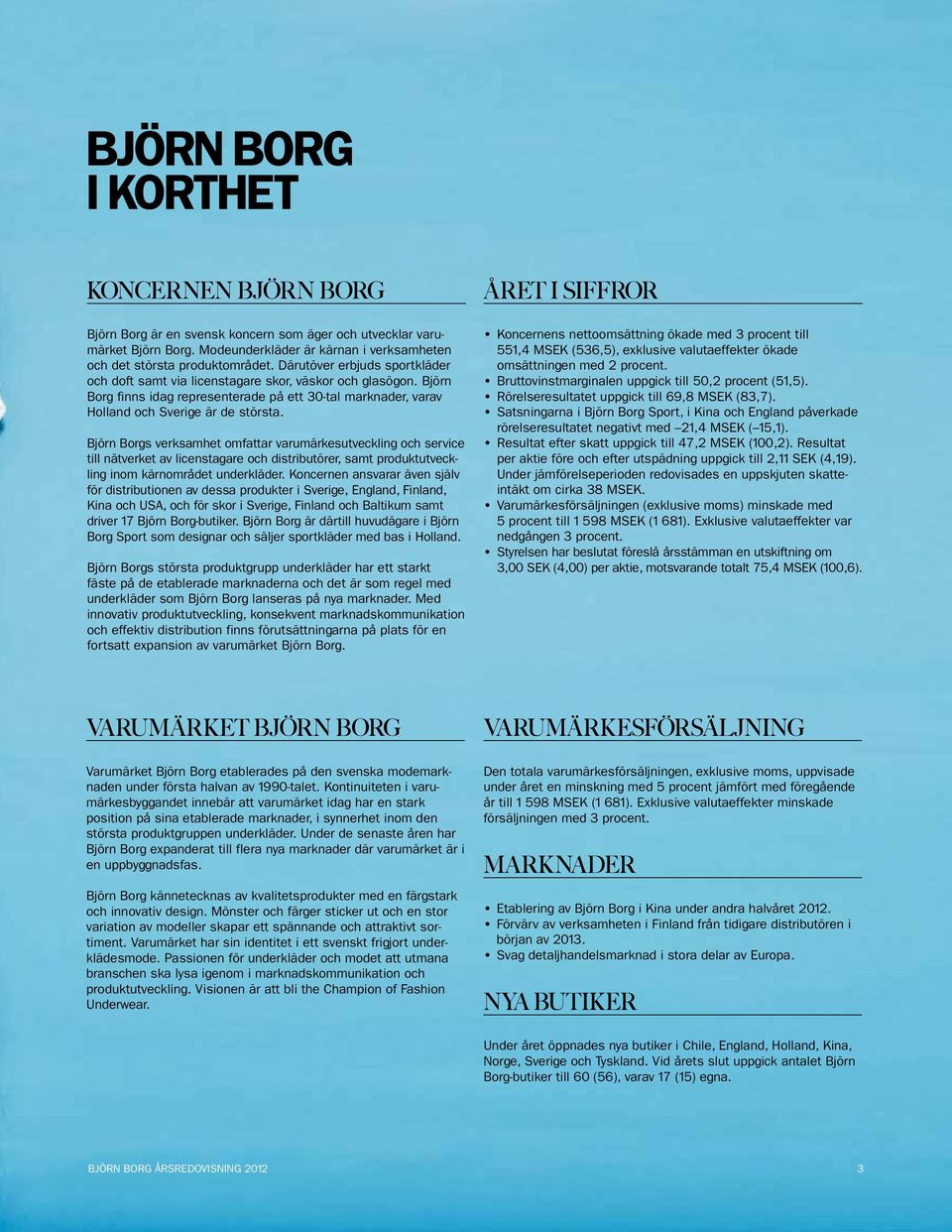 Björn Borgs verksamhet omfattar varumärkesutveckling och service till nätverket av licenstagare och distributörer, samt produktutveckling inom kärnområdet underkläder.