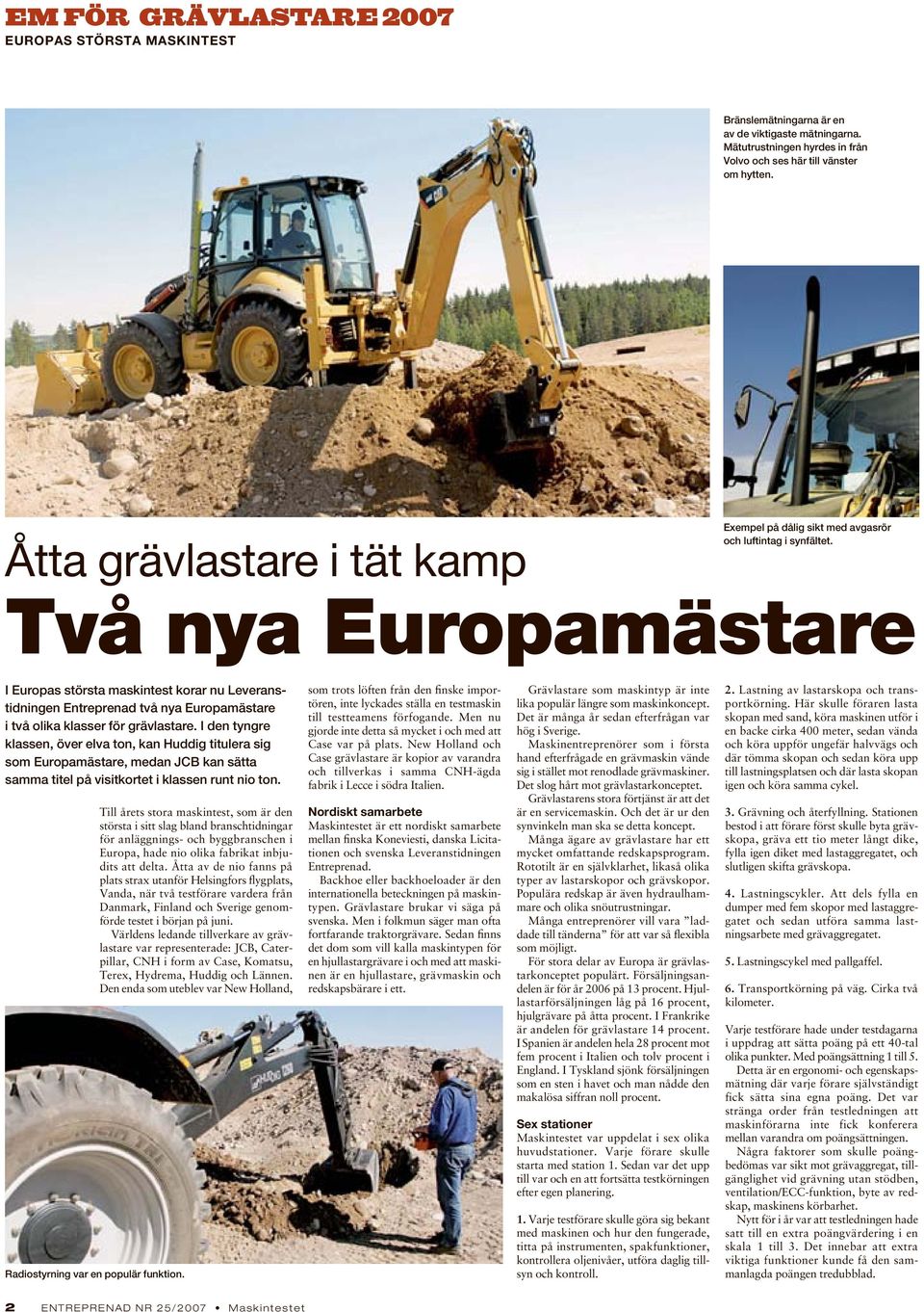Två nya Europamästare I Europas största maskintest korar nu Leveranstidningen Entreprenad två nya Europamästare i två olika klasser för grävlastare.