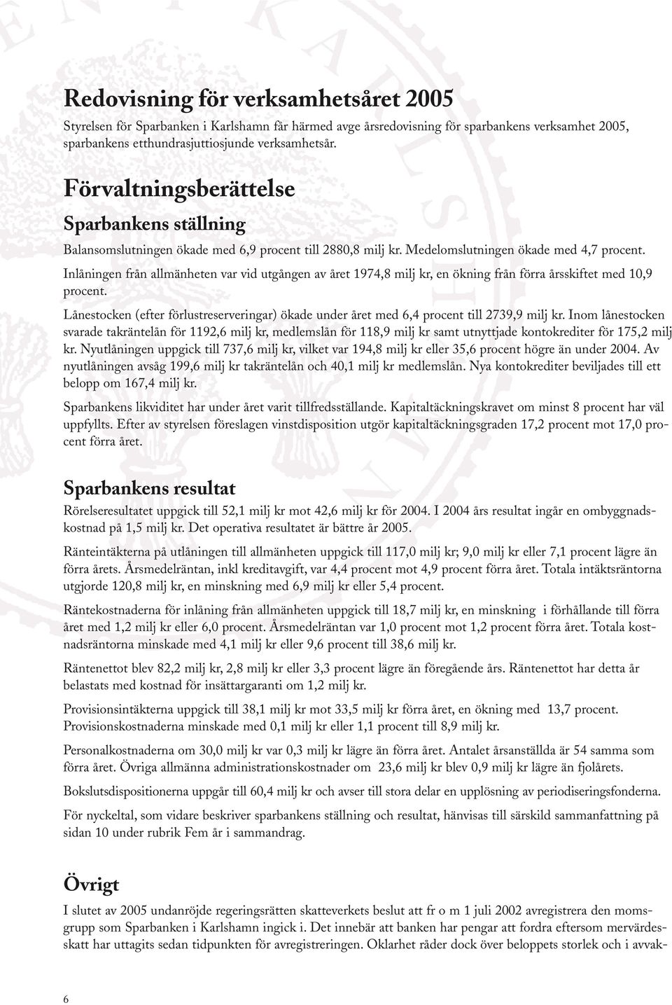 Inlåningen från allmänheten var vid utgången av året 1974,8 milj kr, en ökning från förra årsskiftet med 10,9 procent.