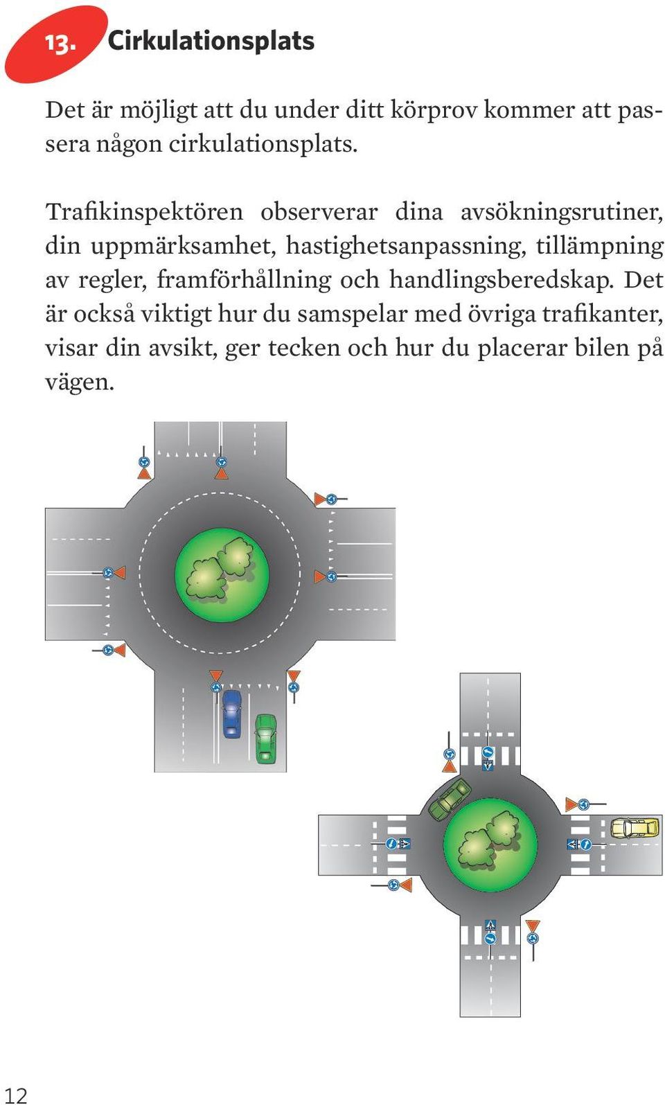 Trafikinspektören observerar dina avsökningsrutiner, din uppmärksamhet, hastighetsanpassning,