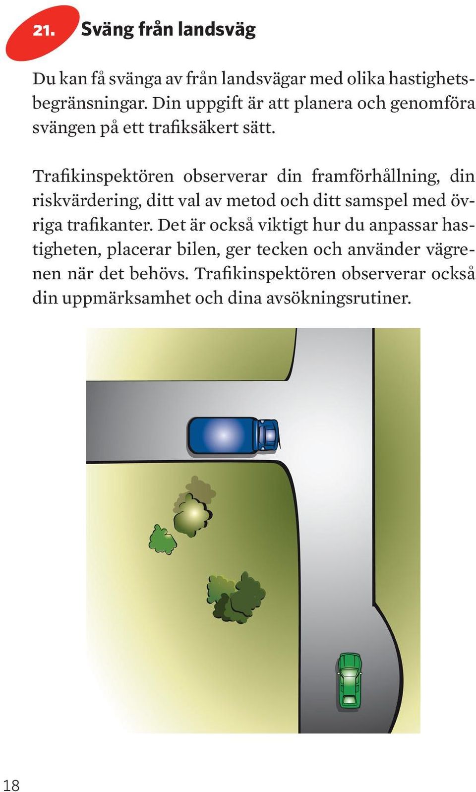 Trafikinspektören observerar din framförhållning, din riskvärdering, ditt val av metod och ditt samspel med övriga