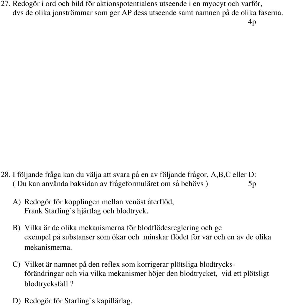 återflöd, Frank Starling`s hjärtlag och blodtryck.