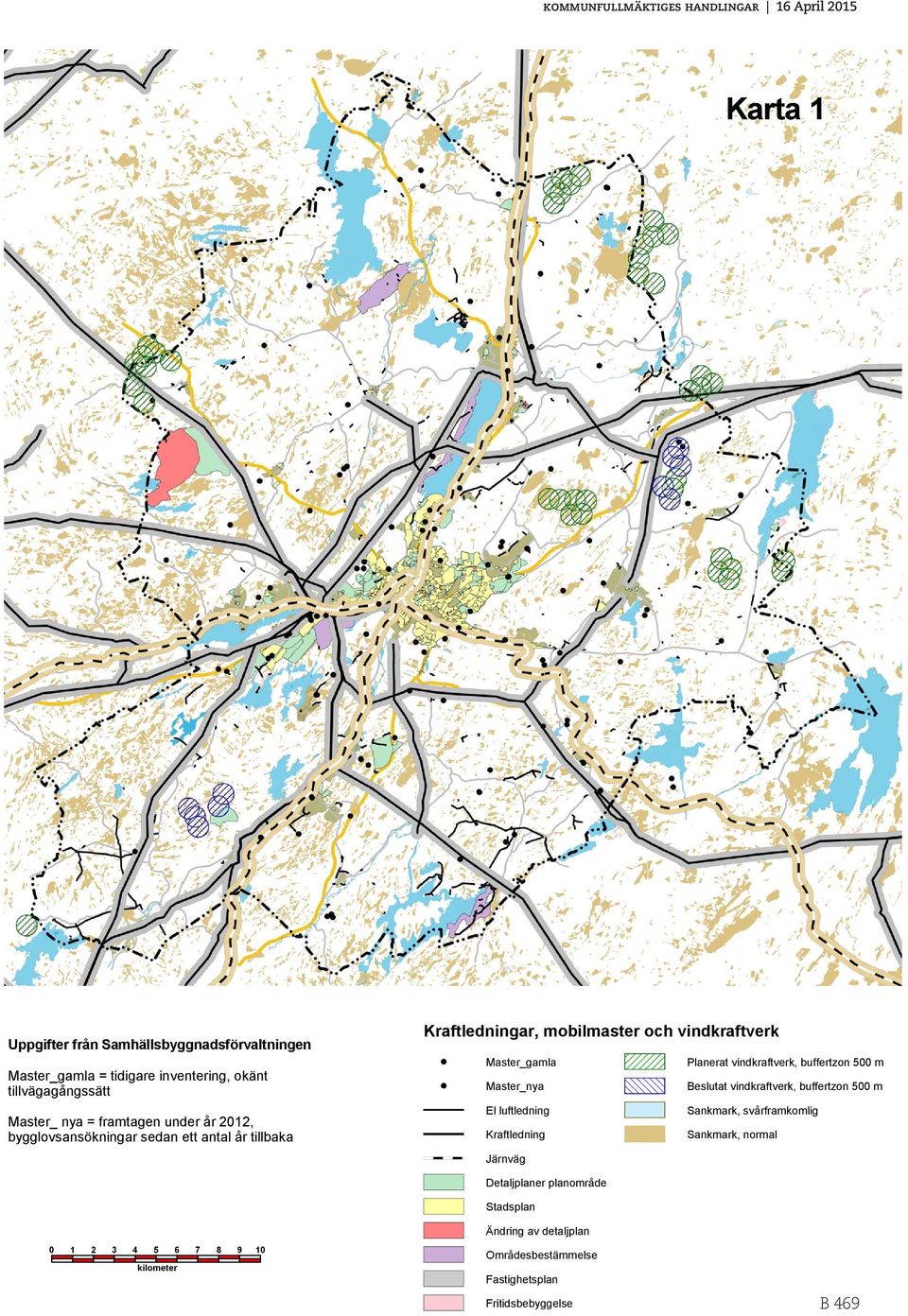 buffertzon 500 m Master_nya Beslutat vindkraftverk, buffertzon 500 m El luftledning Sankmark, svårframkomlig Kraftledning Sankmark, normal