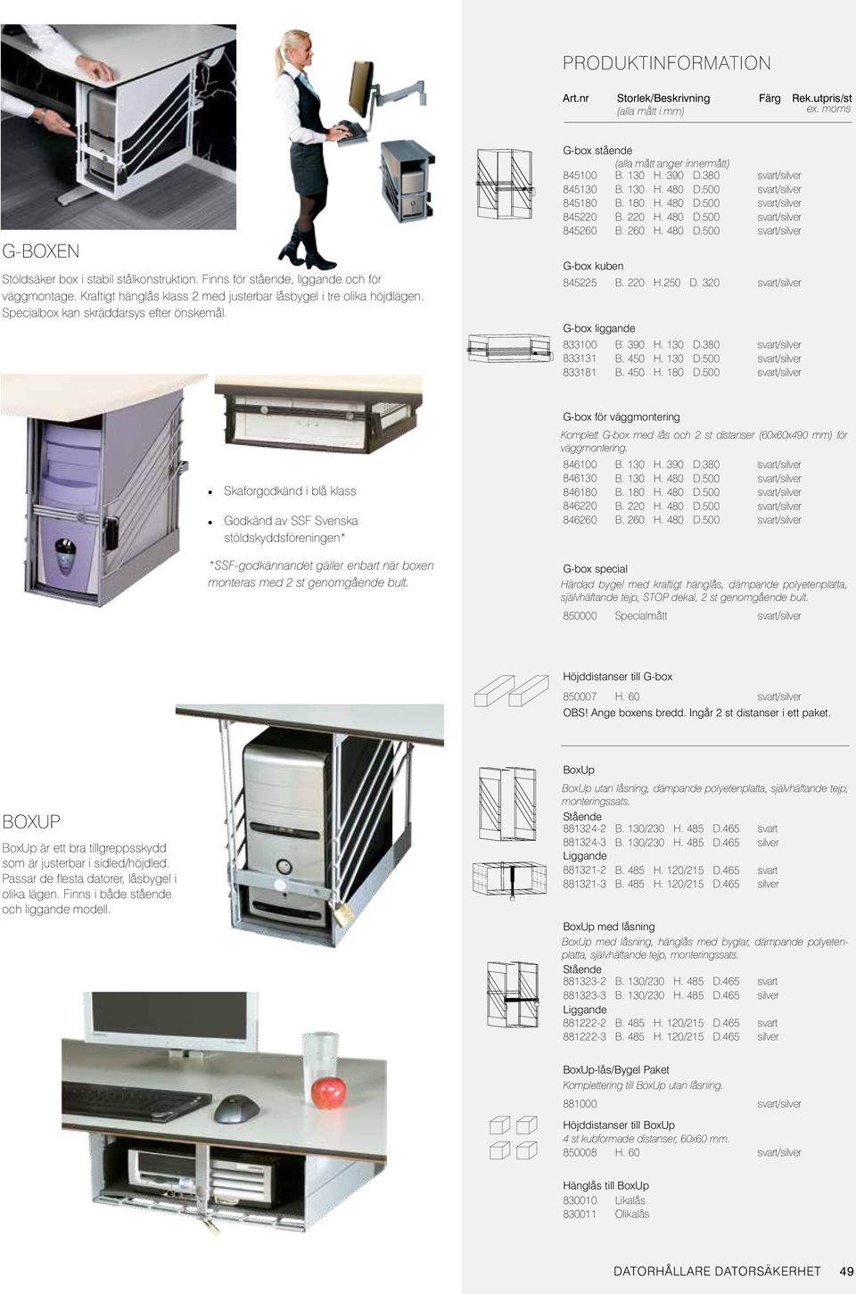 260 H. 480 D.500 G-box kuben 845225 B. 220 H.250 D. 320 G-box liggande 833100 833131 833181 B. 390 H. 130 D.380 B. 450 H. 130 D.500 B. 450 H. 180 D.