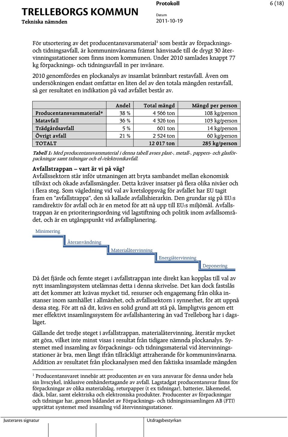 Även om undersökningen endast omfattar en liten del av den totala mängden restavfall, så ger resultatet en indikation på vad avfallet består av.