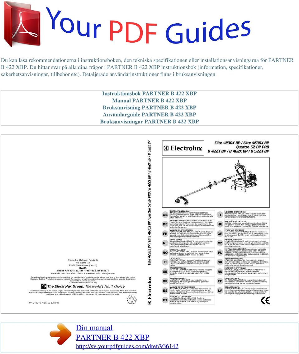 Du hittar svar på alla dina frågor i instruktionsbok (information, specifikationer,